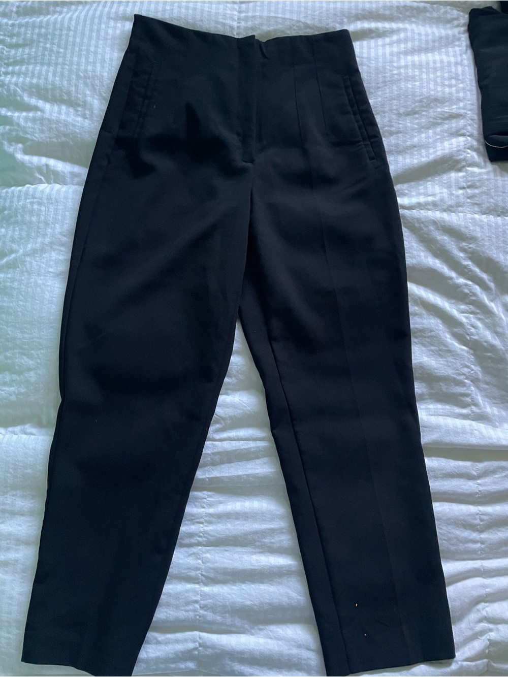 Zara Black High-Rise Cropped Tapered Pants